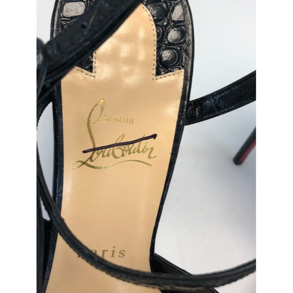 CHRISTIAN LOUBOUTIN Jenlove Alta Leather Croc Embossed Peep Toe Pumps EU:39 - Picture 6 of 12